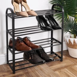 Metalowa półka na buty regał stojak organizer czarny 4-poziomowy 49.5x18.5x56.5cm VILDE 569732