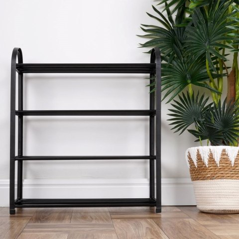 Metalowa półka na buty regał stojak organizer czarny 4-poziomowy 49.5x18.5x56.5cm VILDE 569732