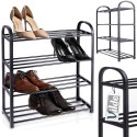 Metalowa półka na buty regał stojak organizer czarny 4-poziomowy 49.5x18.5x56.5cm VILDE 569732