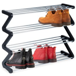 Metalowa półka na buty regał stojak organizer czarny 4-poziomowy 61.5x19x50cm VILDE 568024