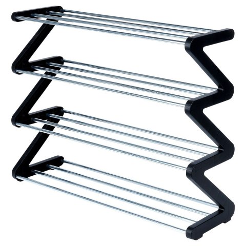 Metalowa półka na buty regał stojak organizer czarny 4-poziomowy 61.5x19x50cm VILDE 568024