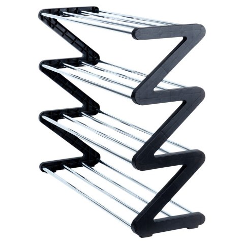 Metalowa półka na buty regał stojak organizer czarny 4-poziomowy 61.5x19x50cm VILDE 568024