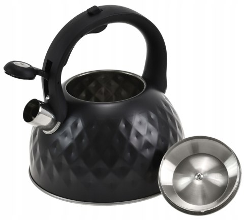 Czajnik stalowy na gaz 2.5L indukcja czarny KRISBERG KS-2584