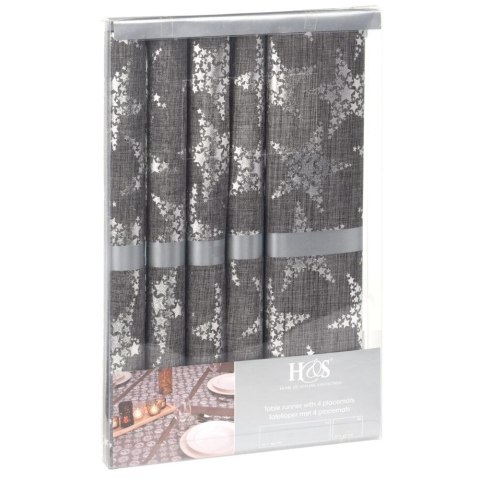 Podkładki na stół i bieżnik szara świąteczna prostokątna 5 szt. HOME STYLING COLLECTION 839153