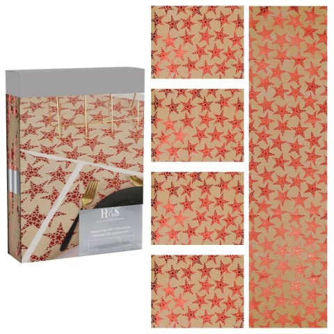 Podkładki na stół i bieżnik złota świąteczna prostokątna 5 szt. HOME STYLING COLLECTION 839152