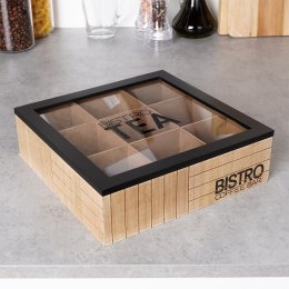 Pojemnik na herbatę z przedziałkami pokrywką BISTRO 24x24x7.5cm VILDE 259349