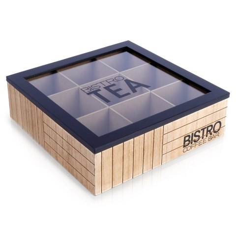Pojemnik na herbatę z przedziałkami pokrywką BISTRO 24x24x7.5cm VILDE 259349