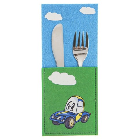 Pokrowiec etui na sztućce dziecięcy dla dzieci dziecka AUTO 21x9 cm ORION 728036