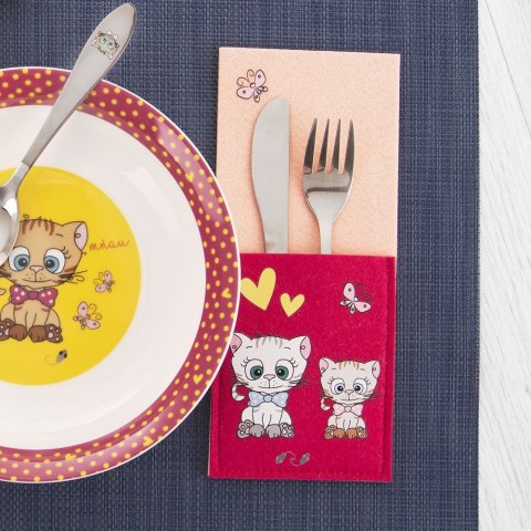 Pokrowiec etui na sztućce dziecięcy dla dzieci dziecka KOTEK 21x9cm ORION 728038