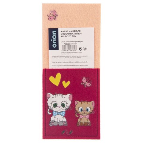 Pokrowiec etui na sztućce dziecięcy dla dzieci dziecka KOTEK 21x9cm ORION 728038