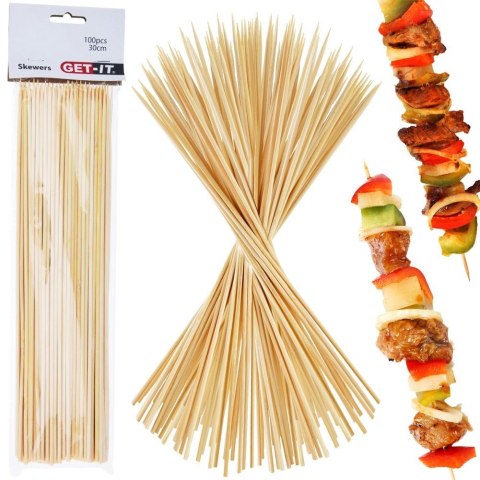 Szpikulce do szaszłyków mięsa patyczki drewniane 30cm 100 sztuk GET-IT 144309