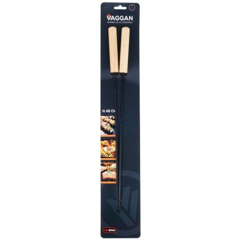 Szpikulce do szaszłyków mięsa szampury metalowe czarne 48cm 2 sztuki VAGGAN 489170