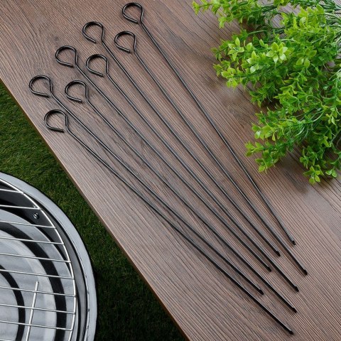Szpikulce do szaszłyków mięsa szampury stalowe czarne 31.5cm 8 sztuk VAGGAN 489167
