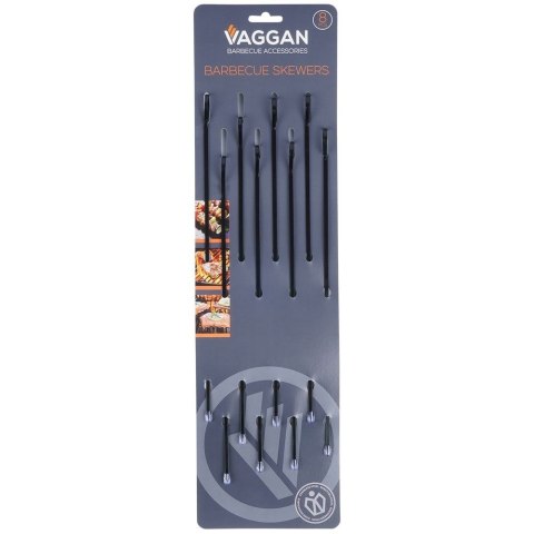 Szpikulce do szaszłyków mięsa szampury stalowe czarne 31.5cm 8 sztuk VAGGAN 489167