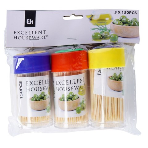 Wykałaczki do zębów bambusowe 3 x 150 sztuk EXCELLENT HOUSEWARE 259396