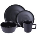 Zestaw talerzy serwis obiadowy komplet ceramiczny czarny na 4 osoby 16-ele EXCELLENT HOUSEWARE 139369
