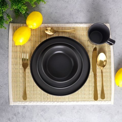 Zestaw talerzy serwis obiadowy komplet ceramiczny czarny na 4 osoby 16-ele EXCELLENT HOUSEWARE 139369