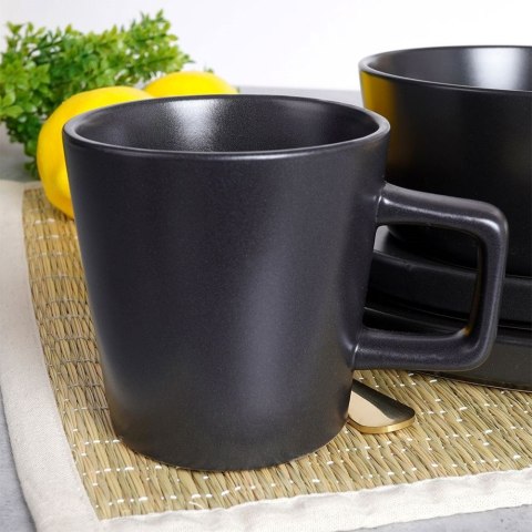 Zestaw talerzy serwis obiadowy komplet ceramiczny czarny na 4 osoby 16-ele EXCELLENT HOUSEWARE 139369