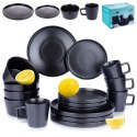 Zestaw talerzy serwis obiadowy komplet ceramiczny czarny na 4 osoby 16-ele EXCELLENT HOUSEWARE 139369