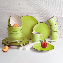 Zestaw talerzy serwis obiadowy komplet ceramiczny zielony na 4 osoby 16-ele EXCELLENT HOUSEWARE 139114