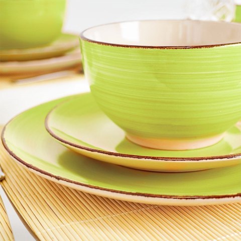Zestaw talerzy serwis obiadowy komplet ceramiczny zielony na 4 osoby 16-ele EXCELLENT HOUSEWARE 139114