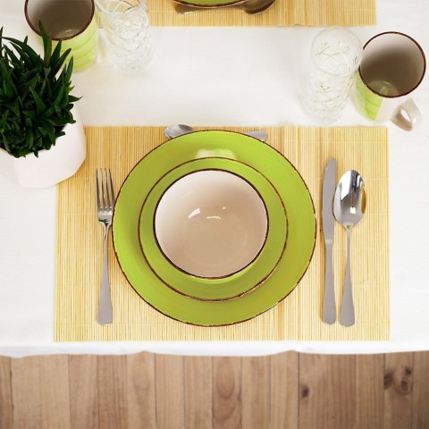 Zestaw talerzy serwis obiadowy komplet ceramiczny zielony na 4 osoby 16-ele EXCELLENT HOUSEWARE 139114