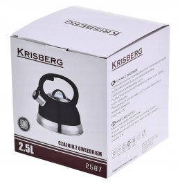 Czajnik stalowy na gaz 2.5L, indukcja, czarny, KRISBERG KS-2587
