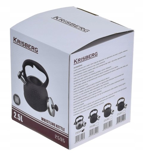 Czajnik stalowy na gaz 2.5L, indukcja, srebrny, KRISBERG KS-2594