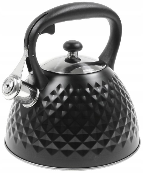 Czajnik stalowy na gaz 3.0L, indukcja, czarny, KRISBERG KS-2588