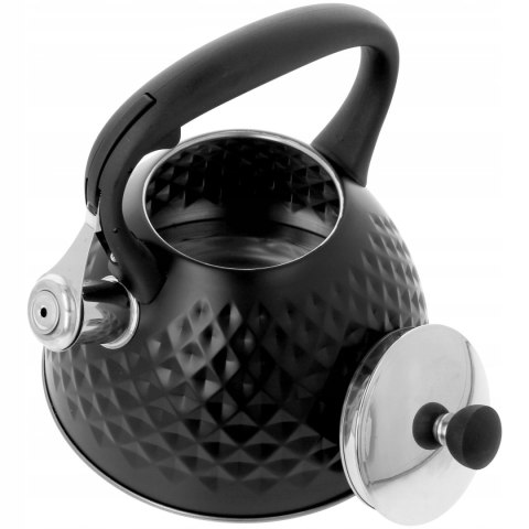Czajnik stalowy na gaz 3.0L, indukcja, czarny, KRISBERG KS-2588