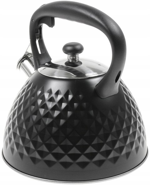 Czajnik stalowy na gaz 3.0L, indukcja, czarny, KRISBERG KS-2588