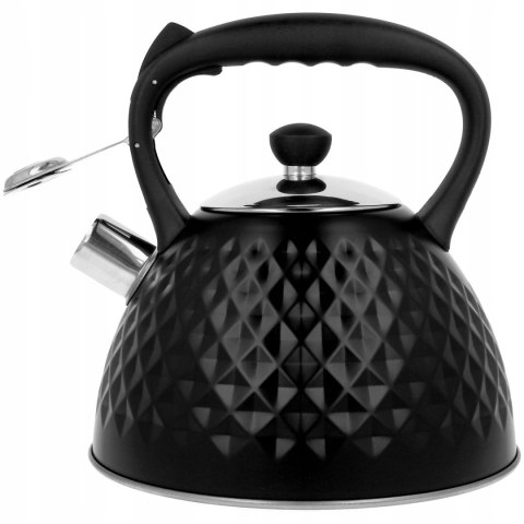 Czajnik stalowy na gaz 3.0L, indukcja, czarny, KRISBERG KS-2588