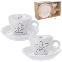 Filiżanka do kawy ze spodkiem ceramiczna biała do espresso 90ml 2 sztuki ORION 128817