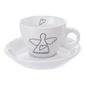 Filiżanka do kawy ze spodkiem ceramiczna biała do espresso 90ml 2 sztuki ORION 128817