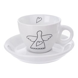 Filiżanka do kawy ze spodkiem ceramiczna biała do espresso 90ml 2 sztuki ORION 128817