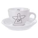 Filiżanka do kawy ze spodkiem ceramiczna biała do espresso 90ml 2 sztuki ORION 128817