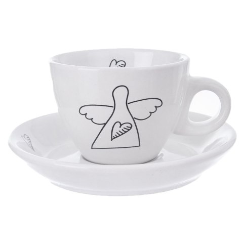 Filiżanka do kawy ze spodkiem ceramiczna biała do espresso 90ml 2 sztuki ORION 128817