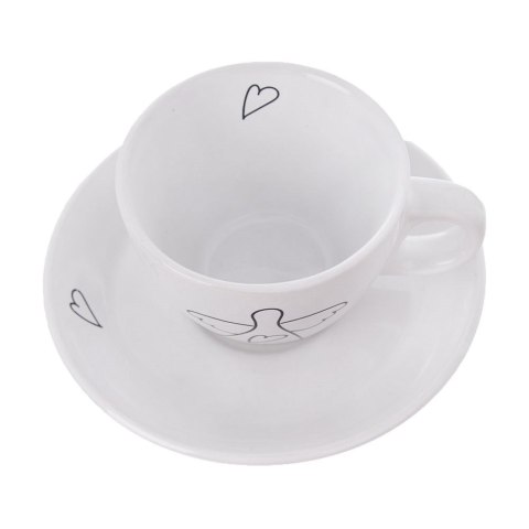 Filiżanka do kawy ze spodkiem ceramiczna biała do espresso 90ml 2 sztuki ORION 128817