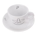 Filiżanka do kawy ze spodkiem ceramiczna biała do espresso 90ml 2 sztuki ORION 128817