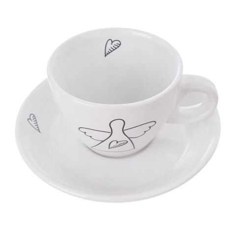 Filiżanka do kawy ze spodkiem ceramiczna biała do espresso 90ml 2 sztuki ORION 128817