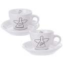 Filiżanka do kawy ze spodkiem ceramiczna biała do espresso 90ml 2 sztuki ORION 128817