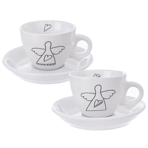 Filiżanka do kawy ze spodkiem ceramiczna biała do espresso 90ml 2 sztuki ORION 128817