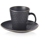 Filiżanka do kawy ze spodkiem ceramiczna czarna TEA TIME 235ml ORION 112437