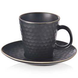 Filiżanka do kawy ze spodkiem ceramiczna czarna TEA TIME 235ml ORION 112437