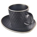 Filiżanka do kawy ze spodkiem ceramiczna czarna TEA TIME 235ml ORION 112437