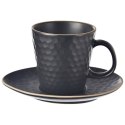 Filiżanka do kawy ze spodkiem ceramiczna czarna TEA TIME 235ml ORION 112437
