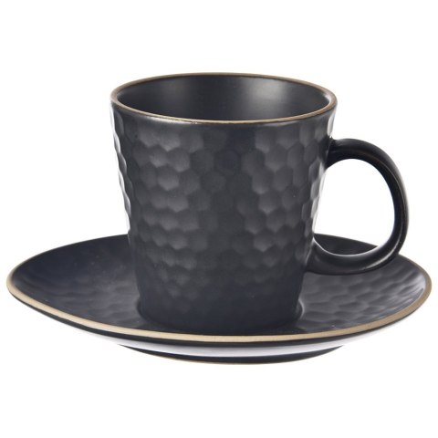Filiżanka do kawy ze spodkiem ceramiczna czarna TEA TIME 235ml ORION 112437