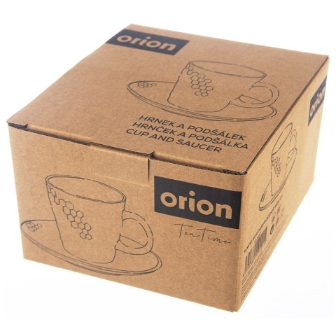 Filiżanka do kawy ze spodkiem ceramiczna czarna TEA TIME 235ml ORION 112437