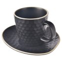 Filiżanka do kawy ze spodkiem do kawy espresso ceramiczna czarna TEA TIME 95ml ORION 112436