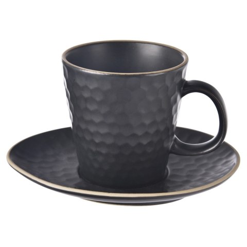 Filiżanka do kawy ze spodkiem do kawy espresso ceramiczna czarna TEA TIME 95ml ORION 112436